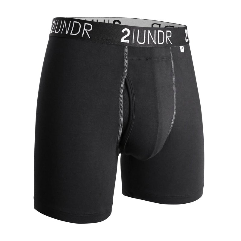 2UNDR Men's 6" Swing Shift Boxer Briefs, Black/Grey, Medium - Image 1
